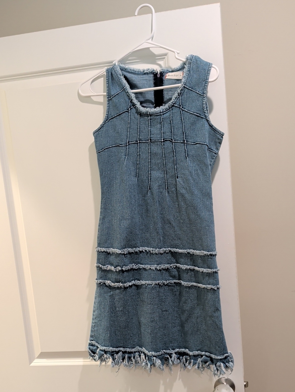 Sleeveless Denim Shift Dress in Light Blue